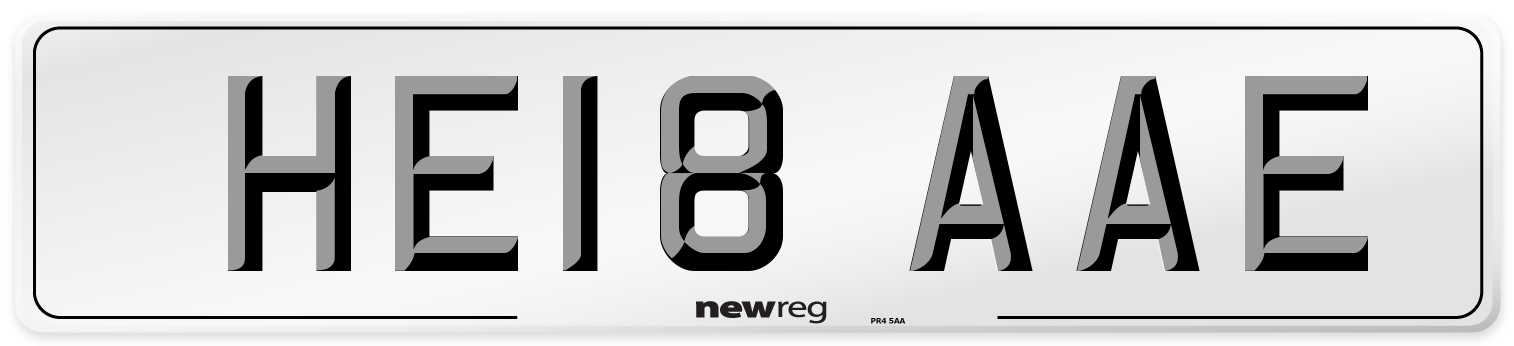 HE18 AAE Number Plate from New Reg